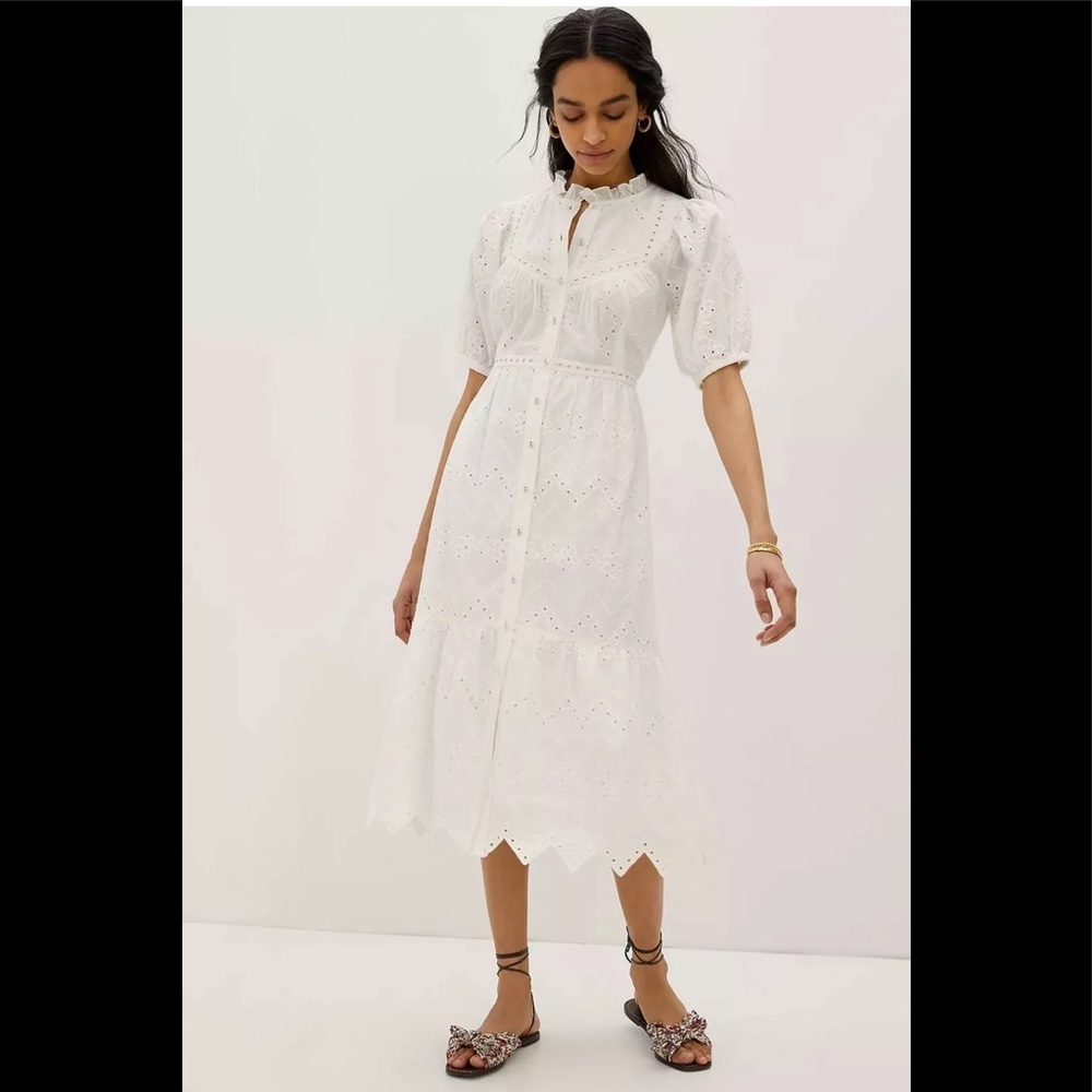 NWT Anthropologie Cymbeline Eyelet Maxi Dress Medium. - Picture 2 of 16
